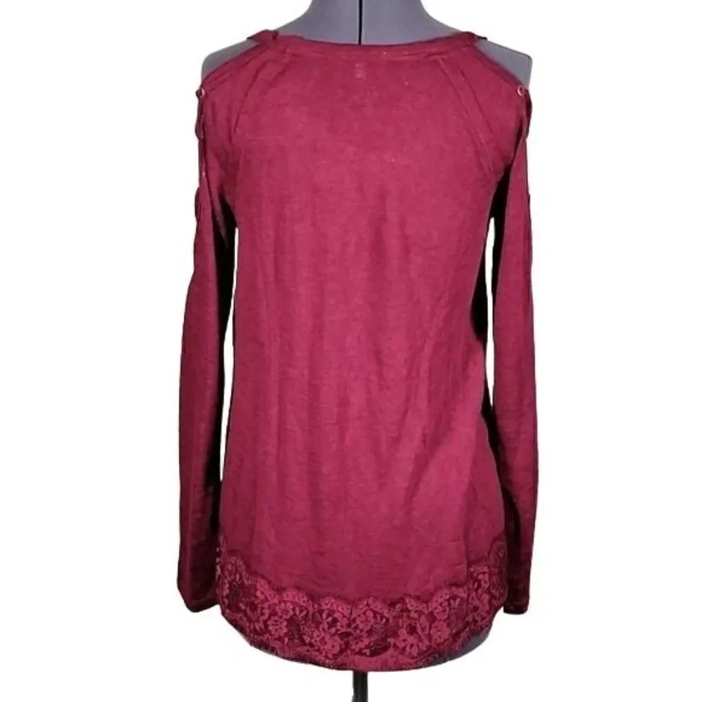 Maurices Burgundy Long Sleeve Top Sz S